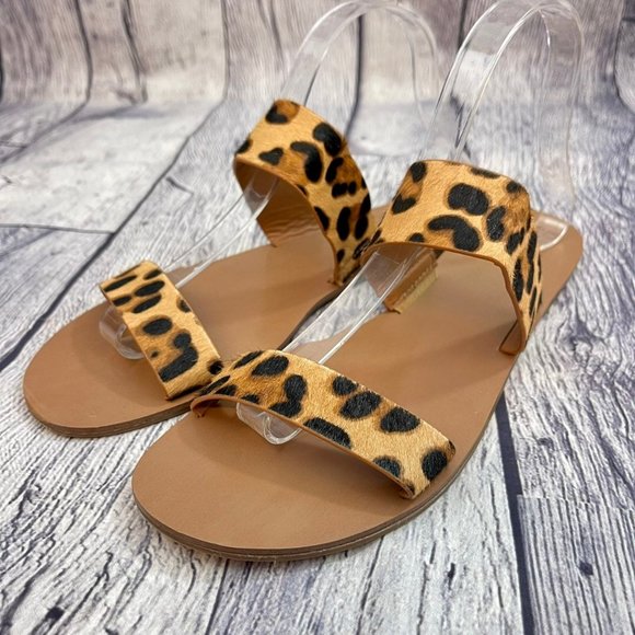 J Crew Leopard Calf Hair Easy Summer Slide Sandals Women's Size 10 shoes - Picture 5 of 10